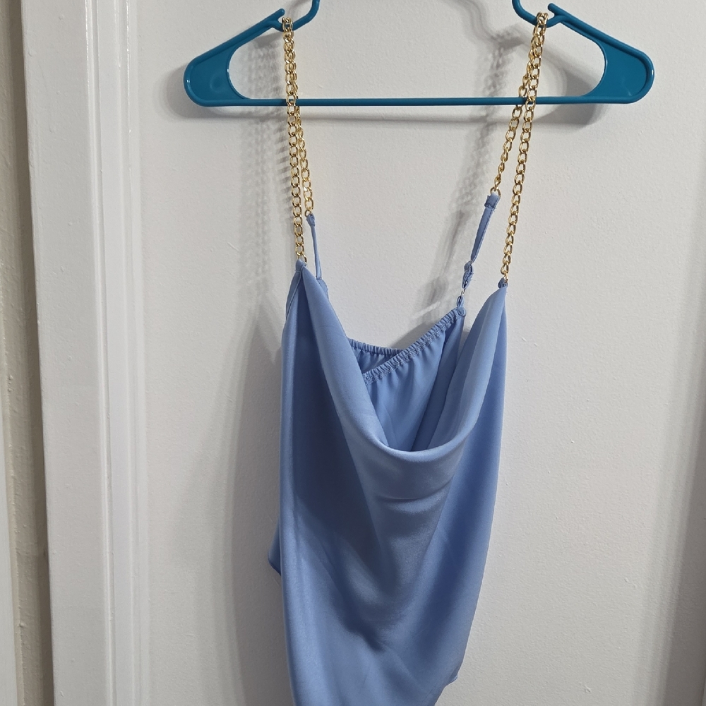 SHEIN Light Blue Chain Strap Top